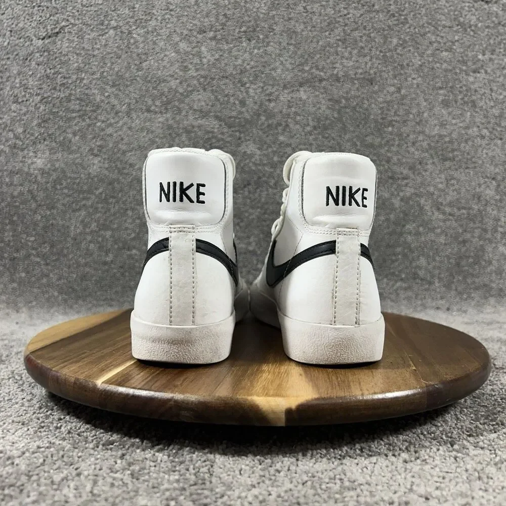 Nike Blazer Mid '77 GS DA4086-100 Kids Size 4.5Y White Black Leather Shoes Used